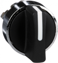 Selector switch, unlit, latching, waistband round, black, front ring silver, 2 x 90°, mounting Ø 22 mm, ZB4BD2