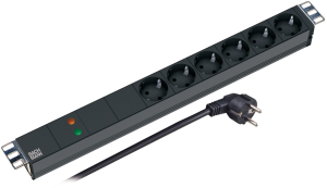 Outlet strip, 6-way, 2 m, 16 A, with surge protection, black, 691689SW