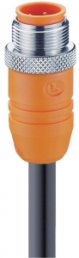 Sensor actuator cable, M12-cable plug, straight to open end, 4 pole, 2 m, PVC, orange, 4 A, 12087