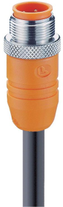 Sensor actuator cable, M12-cable plug, straight to open end, 4 pole, 5 m, PVC, orange, 4 A, 12088