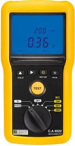 Insulation tester C.A 6522, CAT IV 600 V, 2 to 40 GΩ, 1000 V (DC), 500 V (AC)