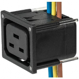 Built-in appliance socket J, 3 pole, snap-in, IDC connection, 2.5 mm², black, 3-110-020