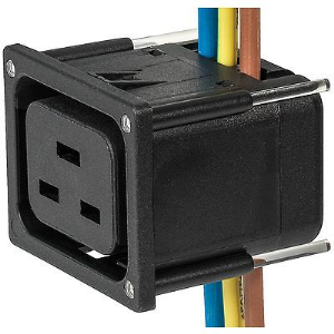 Built-in appliance socket J, 3 pole, snap-in, IDC connection, 0.5-4.0 mm², black, 3-103-026