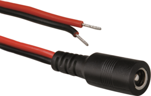 DC connection cable, 2 m, red/black, DC coupling, 2.1 x 5.5 mm