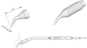 Soldering tip, conical, Ø 0.6 mm, C250401