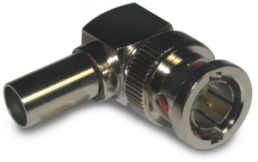 BNC plug 75 Ω, RG-59, RG-62, Belden 8221, Belden 9228, solder connection, angled, 112165
