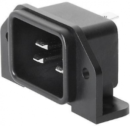 Plug C20, 3 pole, screw mounting, PCB connection, black, 6163.0018