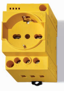 Control cabinet outlet, yellow, 16 A/230 V, Germany, IP20, 7U.00.8.230.0002