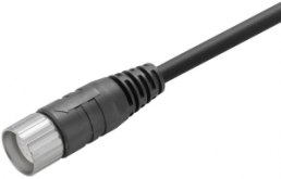 Sensor actuator cable, M23-cable socket, straight to open end, 12 pole, 10 m, PUR, black, 8 A, 1886440100