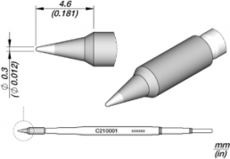 Soldering tip, conical, Ø 0.3 mm, (L) 4.6 mm, C210001