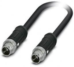 Network cable, M12-plug, straight to M12-plug, straight, Cat 6A, S/FTP, PE-X, 5 m, black