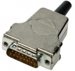 D-Sub connector housing, size: 2 (DA), straight 180°, cable Ø 3 to 12.5 mm, metal, silver, 09670150323