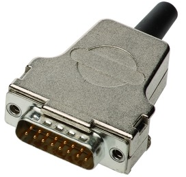 D-Sub connector housing, size: 2 (DA), straight 180°, cable Ø 3 to 12.5 mm, metal, silver, 09670150322