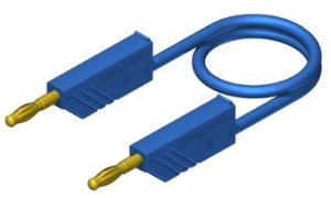 Measuring lead with (4 mm plug, spring-loaded, straight) to (4 mm plug, spring-loaded, straight), 1 m, blue, PVC, 2.5 mm², CAT O