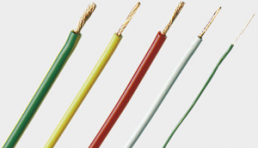 Silicone-stranded wire, highly flexible, halogen free, SiliVolt-1V, 0.15 mm², yellow, outer Ø 1.5 mm