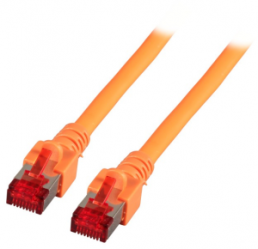 Patch cable, RJ45 plug, straight to RJ45 plug, straight, Cat 6, S/FTP, LSZH, 0.15 m, orange