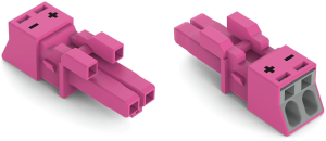 Socket, 2 pole, spring-clamp connection, 0.25-1.5 mm², pink, 890-282/082-000
