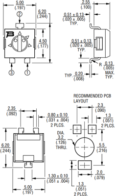 3314R-1-102E Bourns Electronics GmbH Trimmer Potentiometers Image 2