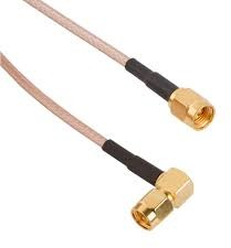 Coaxial Cable, SMA plug (angled) to SMA plug (straight), 50 Ω, RG-316, grommet black, 250 mm, 135103-03-M0.25