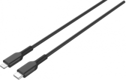 USB 2.0 connection cable, USB plug type C to lightning plug, 3 m, black