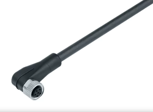 Sensor actuator cable, M8-cable socket, angled to open end, 4 pole, 1 m, PUR, black, 4 A, 79 3384 52 04
