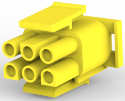 Plug housing, 6 pole, pitch 6.35 mm, straight, yellow, 1-480704-4