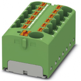 Distribution block, push-in connection, 0.2-6.0 mm², 13 pole, 32 A, 6 kV, green, 3273886
