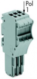 1-wire female connector, spring-clamp connection, 0.14-1.5 mm², 5 pole, 13.5 A, 6 kV, gray, 2020-105