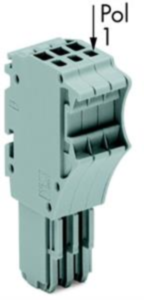 1-wire female connector, spring-clamp connection, 0.14-1.5 mm², 3 pole, 13.5 A, 6 kV, gray, 2020-103