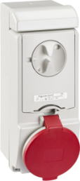 CEE wall socket, 5 pole, 32 A/380-415 V, red, 6 h, IP44, 83147