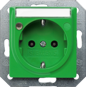 German schuko-style socket outlet with label field, green, 16 A/250 V, Germany, IP20, 5UB1562