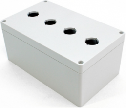 Polycarbonate push button enclosure, (L x W x H) 20 x 120 x 90 mm, light gray (RAL 7035), IP66, 1554MPB4