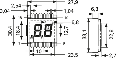 VI201DP-RC-S Varitronix LED-Modules