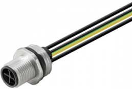 Sensor actuator cable, M12-flange plug, straight to open end, 4 pole, 0.2 m, PUR, 12 A, 1467930000