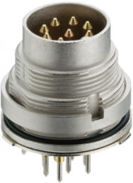 Panel plug, 6 pole, pin connection, screw locking, straight, 031798-2 06-1