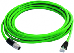 Sensor actuator cable, M12-cable plug, straight to RJ45-cable plug, straight, 8 pole, 10 m, PUR, green, 100017250