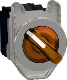 Selector switch, illuminable, latching, waistband round, orange, front ring black, 2 x 90°, mounting Ø 30.5 mm, XB4FK125B5