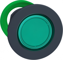 Signal light, illuminable, waistband round, green, front ring dark gray, mounting Ø 30 mm, ZB5FV033
