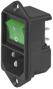Plug C14, 3 pole, screw mounting, plug-in connection, black, 4302.2141