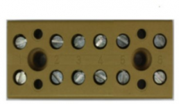 Terminal block, 6 pole, 0.5-4.0 mm², clamping points: 12, yellow, screw connection, 32 A
