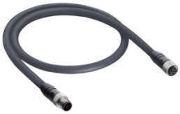 Sensor actuator cable, M12-cable plug, straight to M12-cable socket, straight, 5 pole, 3.2 m, PUR, black, 4 A, 19393