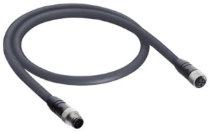 Sensor actuator cable, M12-cable plug, straight to M12-cable socket, straight, 5 pole, 12 m, PUR, black, 4 A, 19396