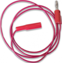 Measuring lead with (crocodile clip) to (4 mm plug, straight), 0.3 m, red, PVC