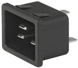 Plug C20, 3 pole, snap-in, solder connection, black, 6163.0010