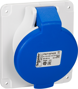 CEE surface-mounted socket, 5 pole, 16 A/200-250 V, blue, IP44, PKF16F425
