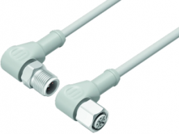 Sensor actuator cable, M12-cable plug, angled to M12-cable socket, angled, 3 pole, 2 m, TPE, gray, 4 A, 77 3734 3727 40403-0200