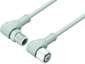 Sensor actuator cable, M12-cable plug, angled to M12-cable socket, angled, 3 pole, 2 m, PVC, gray, 4 A, 77 3734 3727 20403-0200