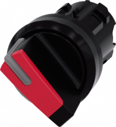 Toggle switch, illuminable, groping, waistband round, red, front ring black, 45°, mounting Ø 22.3 mm, 3SU1002-2BC20-0AA0