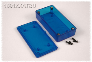 ABS enclosure, (L x W x H) 100 x 51 x 26 mm, blue/transparent, IP54, 1591XXATBU