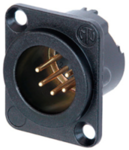 XLR panel plug, 5 pole, gold-plated, 1.0 mm², AWG 18, metal, NC5MD-LX-B